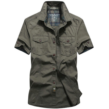 Men's Short Sleeve Shirt Lightweight Breathable Outdoor Casual Button Down Shirt