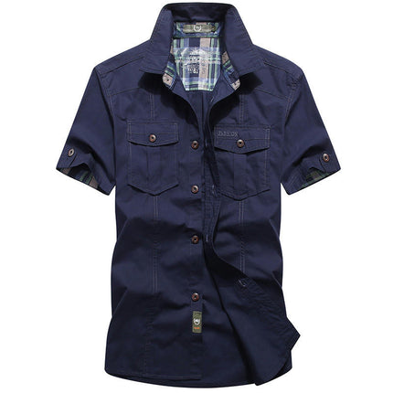 Men's Short Sleeve Shirt Lightweight Breathable Outdoor Casual Button Down Shirt