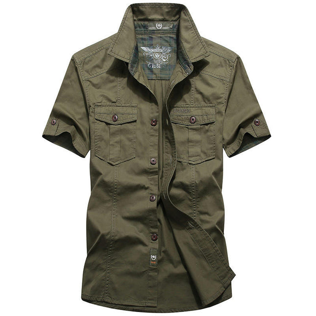 Men's Short Sleeve Shirt Lightweight Breathable Outdoor Casual Button Down Shirt