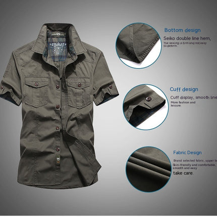 Men's Short Sleeve Shirt Lightweight Breathable Outdoor Casual Button Down Shirt