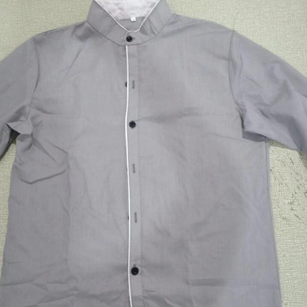 Men Mandarin Collar Slim Fit Long Sleeve Casual Button Down Dress Shirt