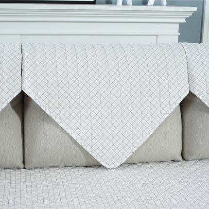 Cotton Quilted Plaid Sofa Seat Cover Non-Slip Washable Couch Cover for Dogs, Children and Pet Furniture Protector