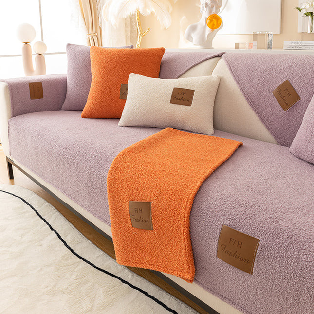 Soft plush sofa cover Luxury thickened sofa slipcovers plush non-slip couch cover, living room non-slip sofa protector