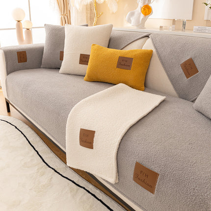 Soft and warm plush sofa cover Luxury thickened sofa slipcovers plush non-slip couch cover, living room non-slip sofa protector