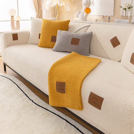 Soft and warm plush sofa cover Luxury thickened sofa slipcovers plush non-slip couch cover, living room non-slip sofa protector