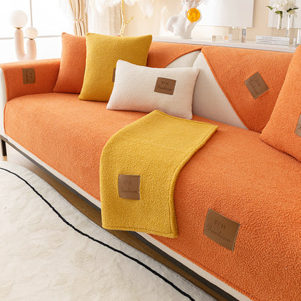 Soft and warm plush sofa cover Luxury thickened sofa slipcovers plush non-slip couch cover, living room non-slip sofa protector