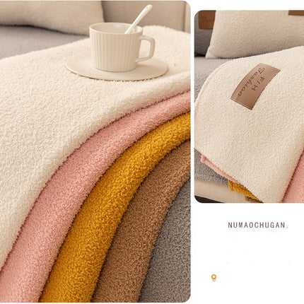 Soft and warm plush sofa cover Luxury thickened sofa slipcovers plush non-slip couch cover, living room non-slip sofa protector