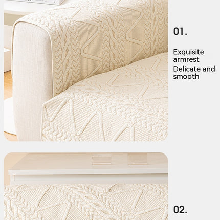 Cotton Geometric Quilted Sofa Cover Non-Slip Sofa Seat Cover, Armrest Back Sofa Chair Furniture Protection Cover