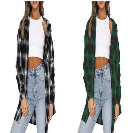 Women's Plaid Shirt Long Sleeve Collar Button Down Blouses Tops