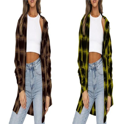 Women's Plaid Shirt Long Sleeve Collar Button Down Blouses Tops