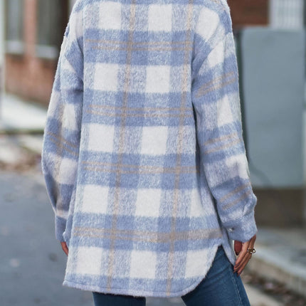 Women's Casual Plaid Shirt for Women Cozy Long Sleeve Button Jacket Coat