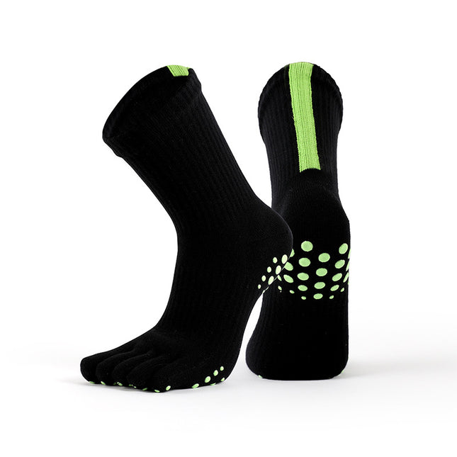 Men's and Women's 5 Finger Full Toe Yoga Socks - Non-Slip Indoor Floor Fitness Exercise Socks