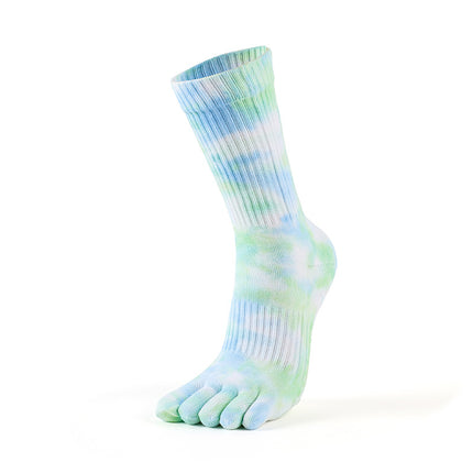 Mid-calf tie-dye Yoga Socks Non Slip Skid Pilates Barre Grip Socks With Toes Cotton For Women