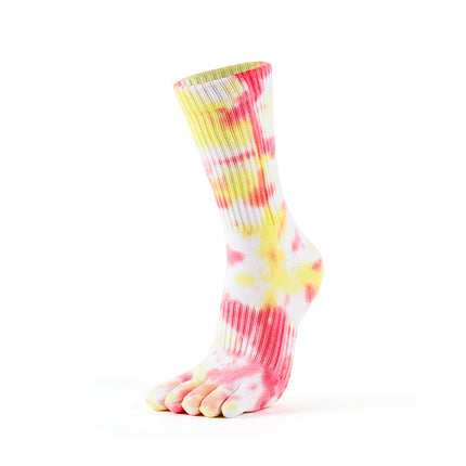 Mid-calf tie-dye Yoga Socks Non Slip Skid Pilates Barre Grip Socks With Toes Cotton For Women