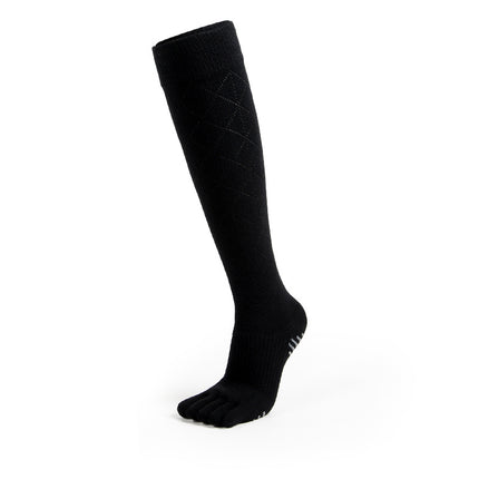 Toe Socks Knee High Five Toe Socks High Non-Slip Silicone Bottom Warm Calf Socks Women Girls-A