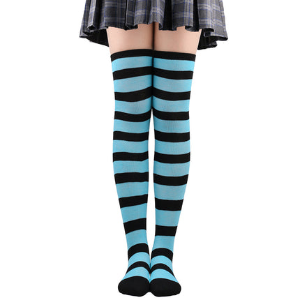 5 Pairs Women Striped Over Knee Socks Thigh High Stockings for Halloween Christmas