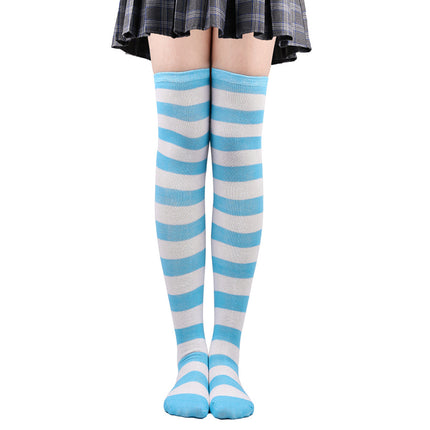 5 Pairs Women Striped Over Knee Socks Thigh High Stockings for Halloween Christmas