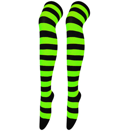 5 Pairs Women Striped Over Knee Socks Thigh High Stockings for Halloween Christmas