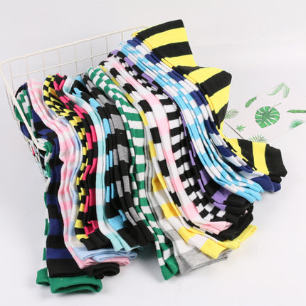 5 Pairs Women Striped Over Knee Socks Thigh High Stockings for Halloween Christmas