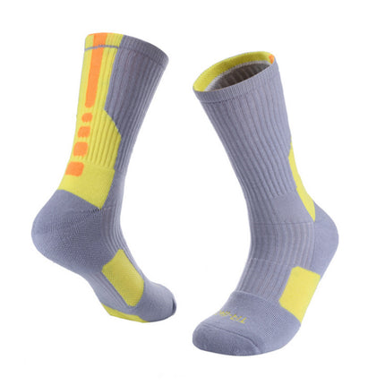 Sports Mid Calf Socks Thickened Protection Sports Cushioning Basketball Soccer Compression Socks-A