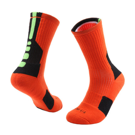 Sports Mid Calf Socks Thickened Protection Sports Cushioning Basketball Soccer Compression Socks-A