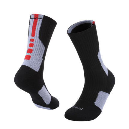 Sports Mid Calf Socks Thickened Protection Sports Cushioning Basketball Soccer Compression Socks-A