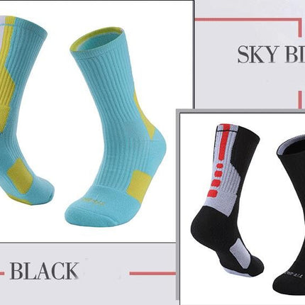 Sports Mid Calf Socks Thickened Protection Sports Cushioning Basketball Soccer Compression Socks-A