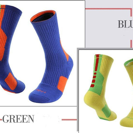 Sports Mid Calf Socks Thickened Protection Sports Cushioning Basketball Soccer Compression Socks-A