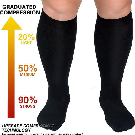 Plus Size Compression Socks Wide Calf for Women & Men -Extra Wide Calf Knee High Support Socks 1