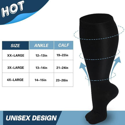 Plus Size Compression Socks Wide Calf for Women & Men -Extra Wide Calf Knee High Support Socks 1