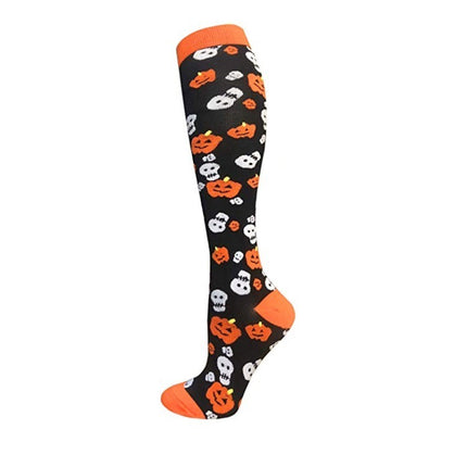 Men's and Women's Patterned Halloween Spooky Sports Muscle Socks Support Blood Circulation