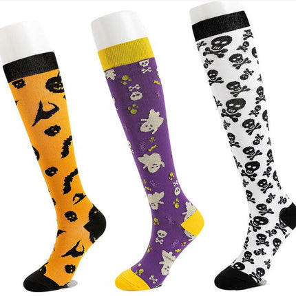 Men's and Women's Patterned Halloween Spooky Sports Muscle Socks Support Blood Circulation