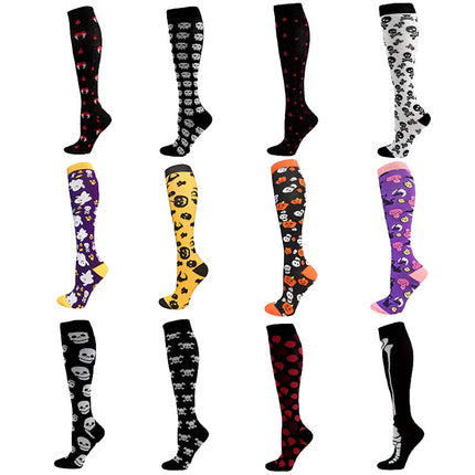 Men's and Women's Patterned Halloween Spooky Sports Muscle Socks Support Blood Circulation