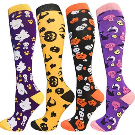 Men's and Women's Patterned Halloween Spooky Sports Muscle Socks Support Blood Circulation