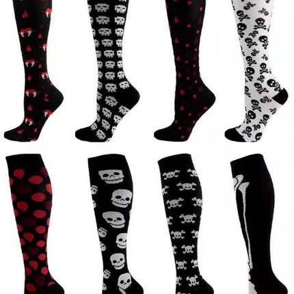 Men's and Women's Patterned Halloween Spooky Sports Muscle Socks Support Blood Circulation