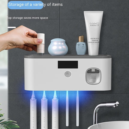 Toothbrush Holders for Bathrooms,Toothbrush Holder Wall Mounted with Toothpaste Dispenser