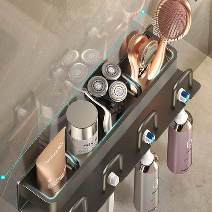 Toothbrush Rack-Punch-Free Wall-Mounted Bathroom Multifunctional Toothbrush Rack