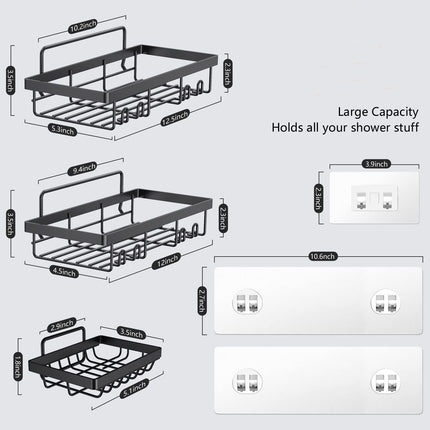 Rustproof Stainless Steel Wall Mounted Bathroom Organizer ,No Drilling