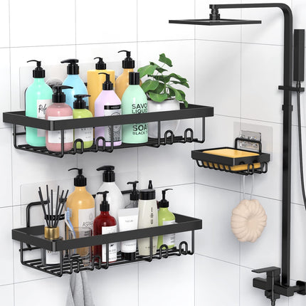 Rustproof Stainless Steel Wall Mounted Bathroom Organizer ,No Drilling