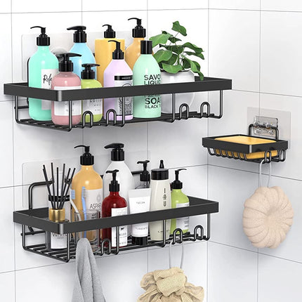 Rustproof Stainless Steel Wall Mounted Bathroom Organizer ,No Drilling