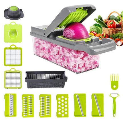 Vegetable Chopper - 13 in 1 Multi-Functional Food Chopper Slicer Veggie Cutter with Container