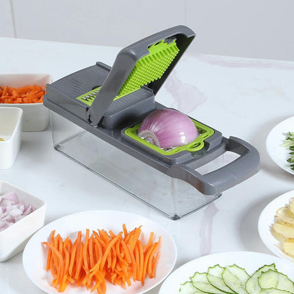 Vegetable Chopper - 13 in 1 Multi-Functional Food Chopper Slicer Veggie Cutter with Container