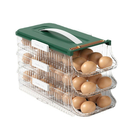 3 Layer Egg Holder for Fridge - Auto Rolling Egg Container Tray - Fridge Organizers and Storage