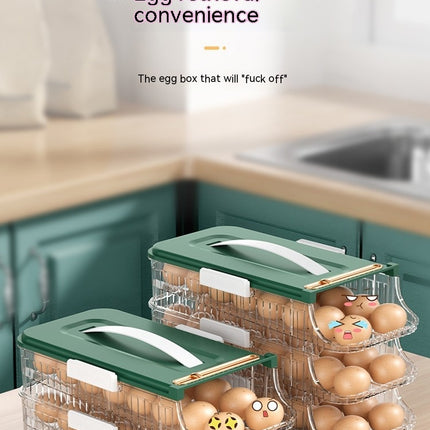 3 Layer Egg Holder for Fridge - Auto Rolling Egg Container Tray - Fridge Organizers and Storage