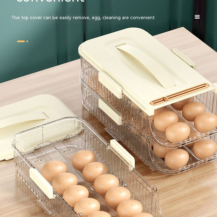 3 Layer Egg Holder for Fridge - Auto Rolling Egg Container Tray - Fridge Organizers and Storage