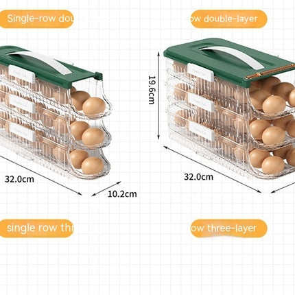 3 Layer Egg Holder for Fridge - Auto Rolling Egg Container Tray - Fridge Organizers and Storage