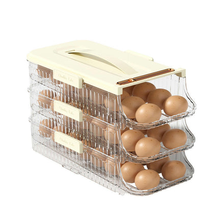 3 Layer Egg Holder for Fridge - Auto Rolling Egg Container Tray - Fridge Organizers and Storage