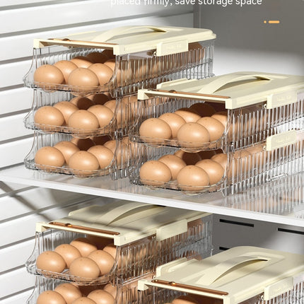 3 Layer Egg Holder for Fridge - Auto Rolling Egg Container Tray - Fridge Organizers and Storage