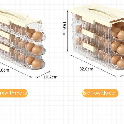 3 Layer Egg Holder for Fridge - Auto Rolling Egg Container Tray - Fridge Organizers and Storage