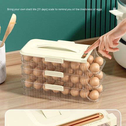 3 Layer Egg Holder for Fridge - Auto Rolling Egg Container Tray - Fridge Organizers and Storage